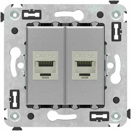 ДКС Компьютерная розетка RJ-45 без шторки в стену, кат.5e двойная экранированная, 