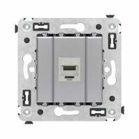 ДКС Компьютерная розетка RJ-45 без шторки в стену, кат.6А одинарная экранированная, "Avanti", "Закаленная сталь"