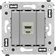 ДКС Компьютерная розетка RJ-45 без шторки в стену, кат.6А одинарная экранированная, "Avanti", "Закаленная сталь"