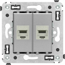 ДКС Компьютерная розетка RJ-45 без шторки в стену, кат.6А двойная экранированная, "Avanti", "Закаленная сталь"