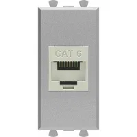 ДКС Компьютерная розетка RJ-45 без шторки модульная, кат.6 экранированная, "Avanti", "Закаленная сталь", 1 модуль