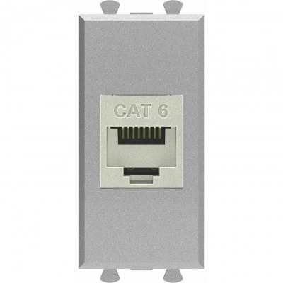 ДКС Компьютерная розетка RJ-45 без шторки модульная, кат.6 экранированная, "Avanti", "Закаленная сталь", 1 модуль