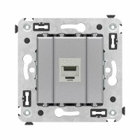 ДКС Компьютерная розетка RJ-45 без шторки в стену, кат.6 одинарная экранированная, "Avanti", "Закаленная сталь"