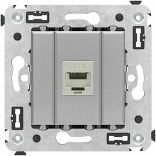 ДКС Компьютерная розетка RJ-45 без шторки в стену, кат.6 одинарная экранированная, "Avanti", "Закаленная сталь"