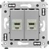 ДКС Компьютерная розетка RJ-45 без шторки в стену, кат.6 двойная экранированная, 