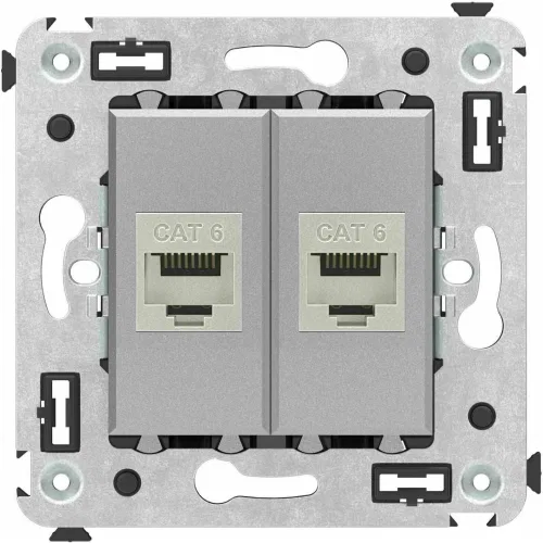 ДКС Компьютерная розетка RJ-45 без шторки в стену, кат.6 двойная экранированная, 