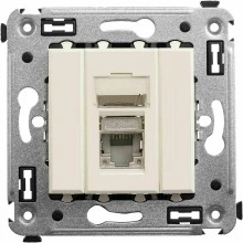 ДКС Компьютерная розетка RJ-45 в стену, кат.5e одинарная экранированная, "Avanti","Ванильная дымка"