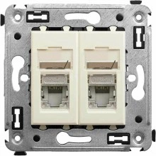 ДКС Компьютерная розетка RJ-45 в стену, кат.5e двойная экранированная,"Avanti", "Ванильная дымка"