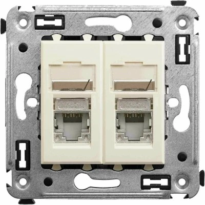 ДКС Компьютерная розетка RJ-45 в стену, кат.5e двойная экранированная,"Avanti", "Ванильная дымка"