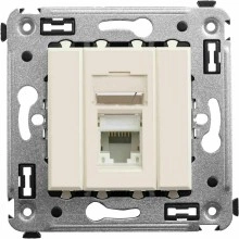 ДКС Компьютерная розетка RJ-45 в стену, кат.5e одинарная, "Avanti","Ванильная дымка"