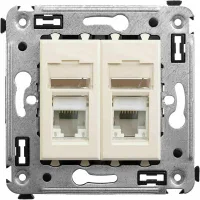ДКС Компьютерная розетка RJ-45 в стену, кат.5e двойная,"Avanti", "Ванильная дымка"