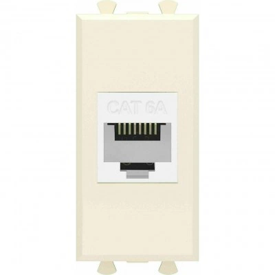 ДКС Компьютерная розетка RJ-45 без шторки модульная, кат.6А, "Avanti", "Ванильная дымка", 1 модуль