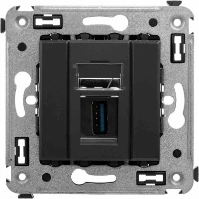 ДКС USB 3.0 розетка одинарная в стену, тип А-А, "Avanti", "Черный матовый" ДКС USB 3.0 розетка одинарная в стену, тип А-А, "Avanti", "Черный матовый"