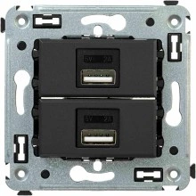 ДКС USB зарядное устройство в стену, "Avanti", "Черный матовый", 2.1 А