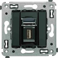 ДКС USB 2.0 розетка одинарная в стену, тип А-А, "Avanti", "Черный квадрат"