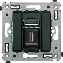 ДКС USB 2.0 розетка одинарная в стену, тип А-А, "Avanti", "Черный квадрат"