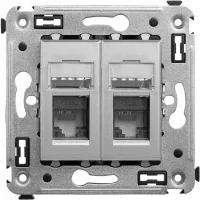 ДКС Компьютерная розетка RJ-45 в стену, кат.6А двойная, "Avanti", "Закаленная сталь"