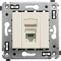 ДКС Компьютерная розетка RJ-45 в стену, кат.6А одинарная, "Avanti", "Ванильная дымка"