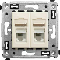 ДКС Компьютерная розетка RJ-45 в стену, кат.6А двойная, "Avanti", "Ванильная дымка"