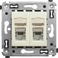 ДКС Компьютерная розетка RJ-45 в стену, кат.6 двойнаяэкранированная,"Avanti", "Ванильная дымка"