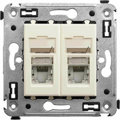 ДКС Компьютерная розетка RJ-45 в стену, кат.6 двойнаяэкранированная,"Avanti", "Ванильная дымка"