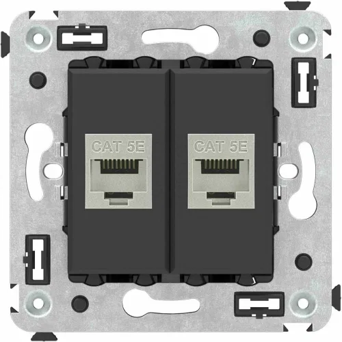 ДКС Компьютерная розетка RJ-45 без шторки в стену, кат.5e двойная экранированная, 