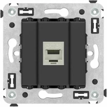 ДКС Компьютерная розетка RJ-45 без шторки в стену, кат.6А одинарная экранированная, "Avanti", "Черный матовый"