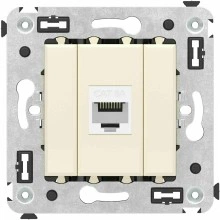 ДКС Компьютерная розетка RJ-45 без шторки в стену, кат.6А одинарная, "Avanti", "Ванильная дымка"