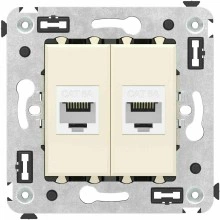 ДКС Компьютерная розетка RJ-45 без шторки в стену, кат.6А двойная, "Avanti", "Ванильная дымка"