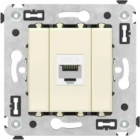 ДКС Компьютерная розетка RJ-45 без шторки в стену, кат.6 одинарная, "Avanti", "Ванильная дымка"