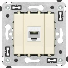 ДКС Компьютерная розетка RJ-45 без шторки в стену, кат.6 одинарная, "Avanti", "Ванильная дымка"