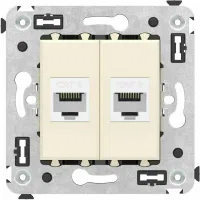 ДКС Компьютерная розетка RJ-45 без шторки в стену, кат.6 двойная, "Avanti", "Ванильная дымка"