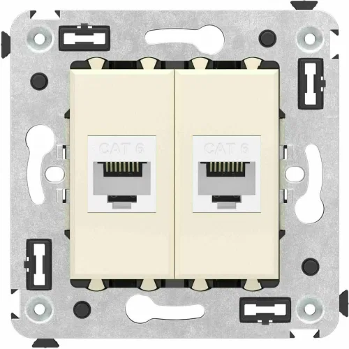 ДКС Компьютерная розетка RJ-45 без шторки в стену, кат.6 двойная, 