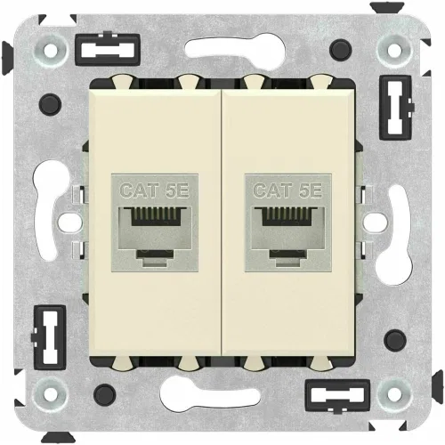 ДКС Компьютерная розетка RJ-45 без шторки в стену, кат.5e двойная экранированная, 