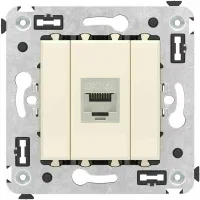 ДКС Компьютерная розетка RJ-45 без шторки в стену, кат.6А одинарная экранированная, "Avanti", "Ванильная дымка"