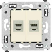 ДКС Компьютерная розетка RJ-45 без шторки в стену, кат.6А двойная экранированная, "Avanti", "Ванильная дымка"