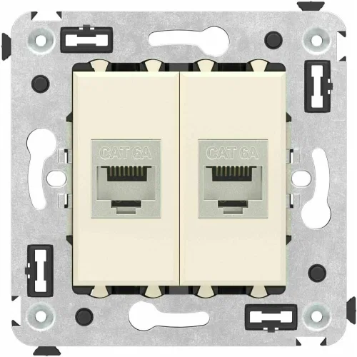 ДКС Компьютерная розетка RJ-45 без шторки в стену, кат.6А двойная экранированная, 