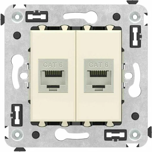 ДКС Компьютерная розетка RJ-45 без шторки в стену, кат.6 двойная экранированная, 