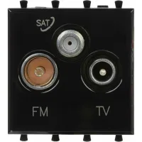ДКС Розетка TV-FM-SAT модульная, "Avanti", "Черный квадрат", 2 модуля
