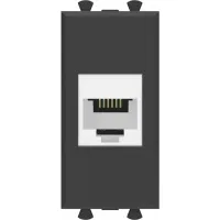 ДКС Телефонная розетка RJ-12 без шторки модульная, "Avanti", "Черный матовый", 1 модуль