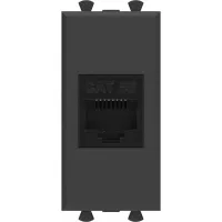 ДКС Компьютерная розетка RJ-45 без шторки модульная, кат.5е, "Avanti", "Черный матовый", 1 модуль