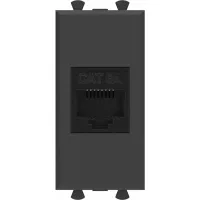 ДКС Компьютерная розетка RJ-45 без шторки модульная, кат.6А, "Avanti", "Черный матовый", 1 модуль