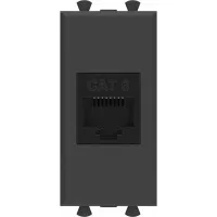 ДКС Компьютерная розетка RJ-45 без шторки модульная ,кат.6, "Avanti", "Черный матовый", 1 модуль