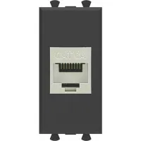ДКС Компьютерная розетка RJ-45 без шторки модульная, кат.6А экранированная, "Avanti", "Черный матовый", 1 модуль
