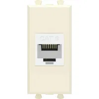 ДКС Компьютерная розетка RJ-45 без шторки модульная, кат.6, "Avanti", "Ванильная дымка", 1 модуль