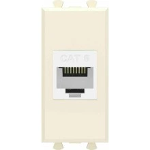 ДКС Компьютерная розетка RJ-45 без шторки модульная, кат.6, "Avanti", "Ванильная дымка", 1 модуль