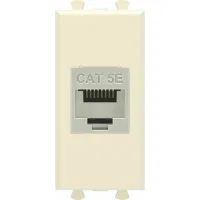 ДКС Компьютерная розетка RJ-45 без шторки модульная, кат.5е экранированная, "Avanti", "Ванильная дымка", 1 модуль