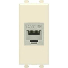 ДКС Компьютерная розетка RJ-45 без шторки модульная, кат.5е экранированная, "Avanti", "Ванильная дымка", 1 модуль