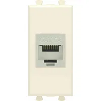 ДКС Компьютерная розетка RJ-45 без шторки модульная, кат.6А экранированная, "Avanti", "Ванильная дымка", 1 модуль