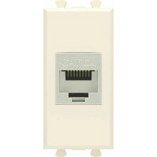 ДКС Компьютерная розетка RJ-45 без шторки модульная, кат.6А экранированная, "Avanti", "Ванильная дымка", 1 модуль